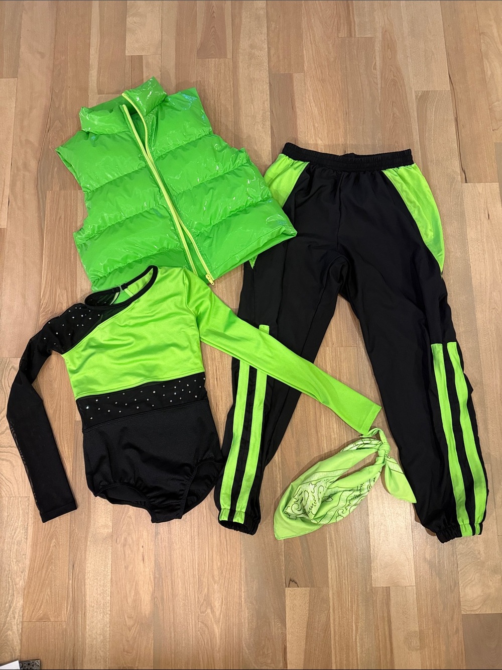 Weissman Neon Green and Black Track Pants - Kid’s  Athletic Joggers